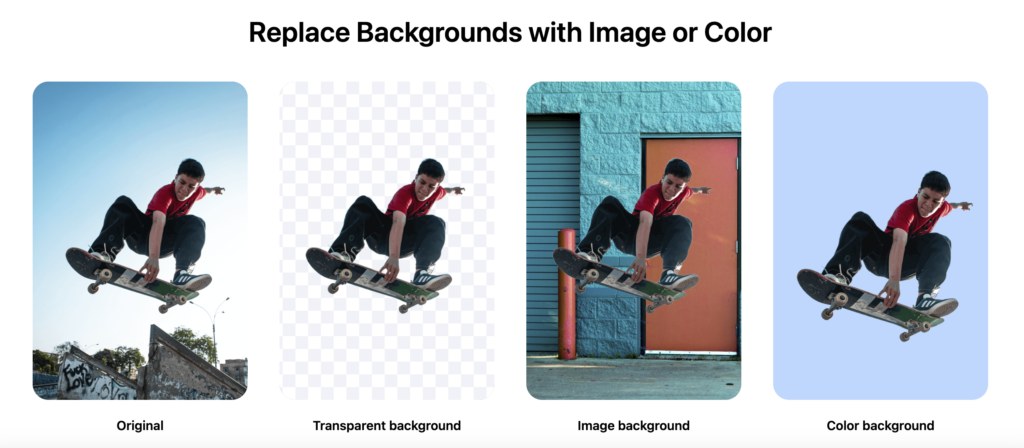 Showcasing user can replace background with images or color