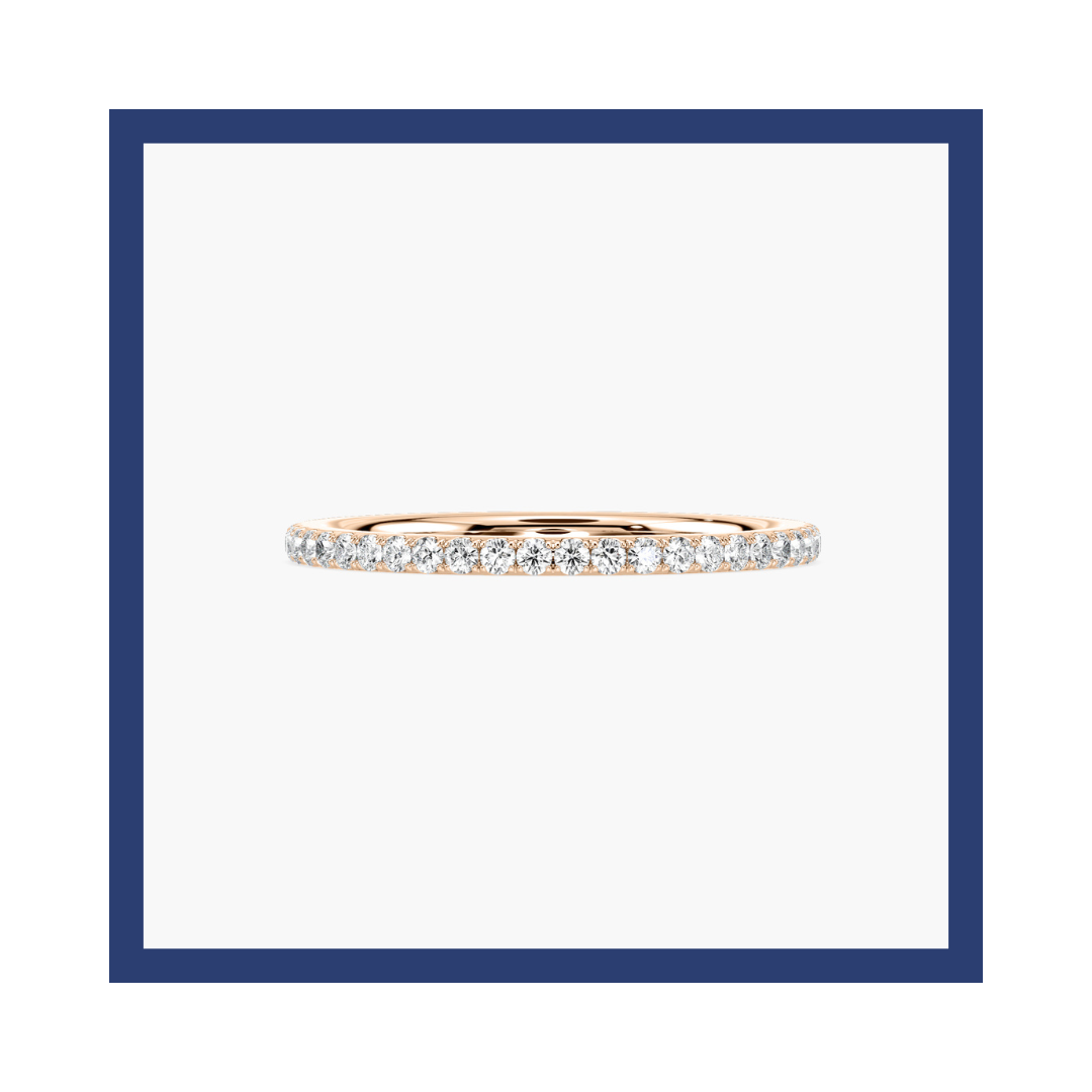 Round Diamonds Venetian Stackable Wedding Band for Wife.