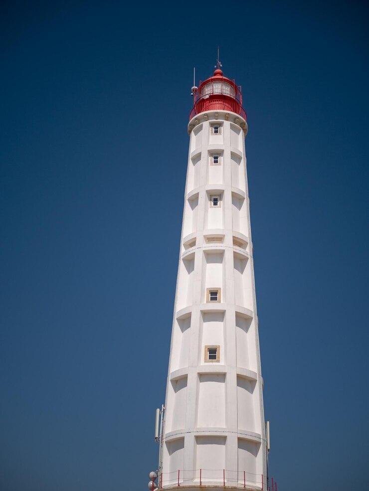 Low angle view of lighthouse against clear sky