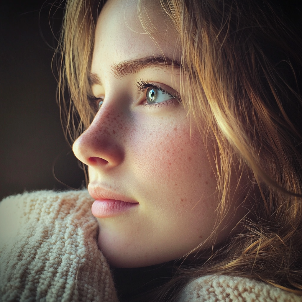 Young woman in deep thoughts | Source: Midjourney