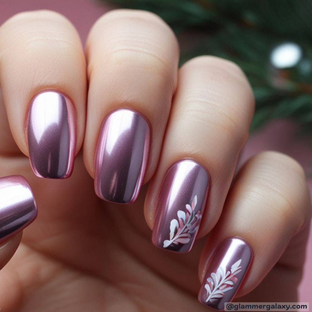 Winter Nail Ideas having Chic Neutral Chrome
