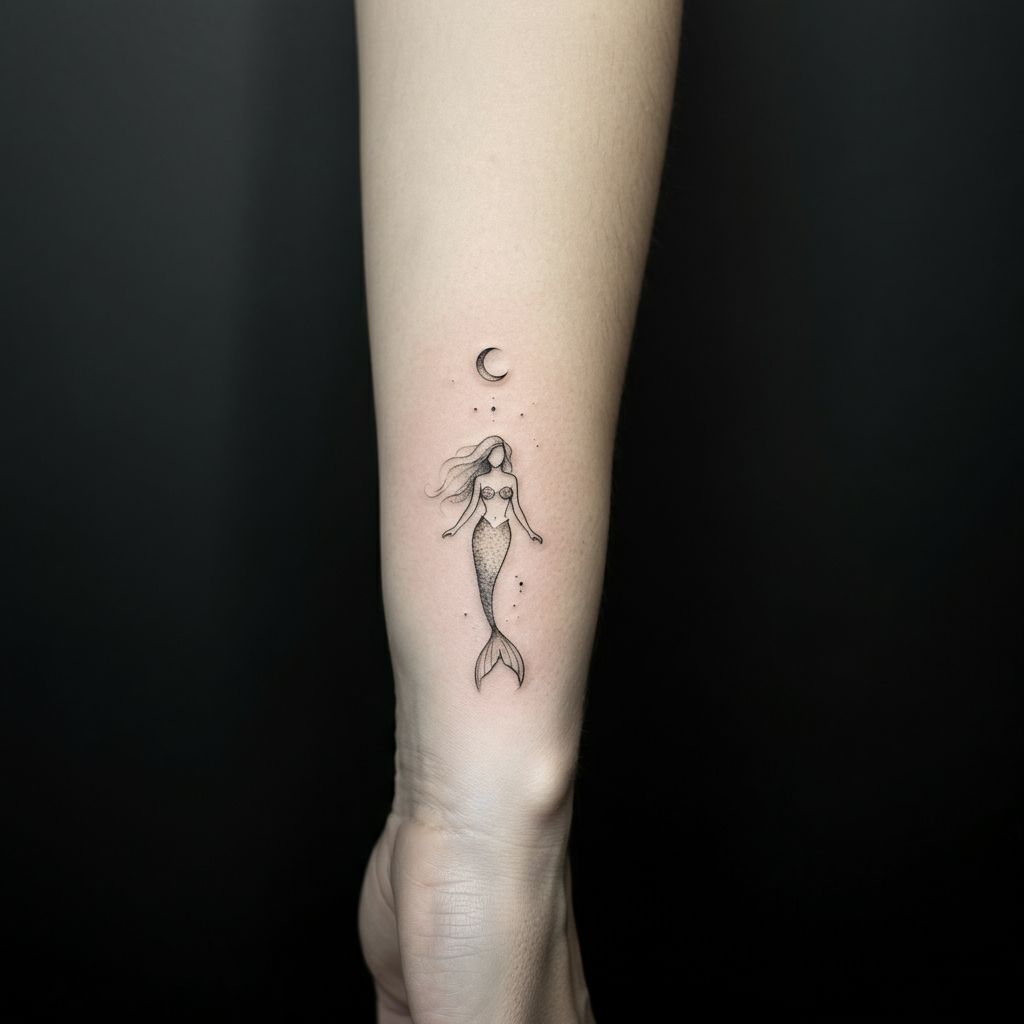 Mermaid Tattoo on ankle 