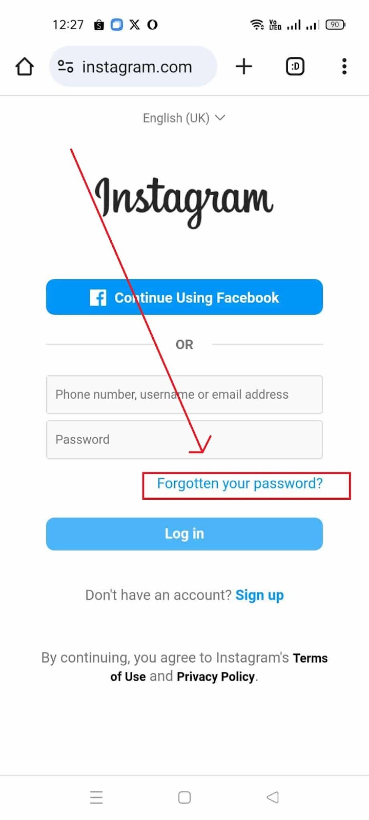 How To Reactivate Your Instagram Account If It Is Disabled - CLick forgotten password