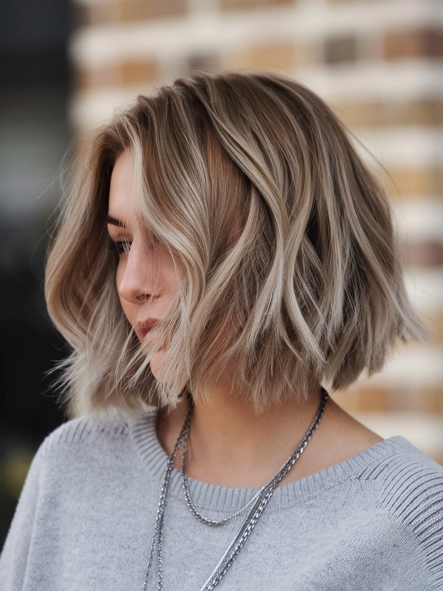 7. Wavy Bob for Round Face Shapes