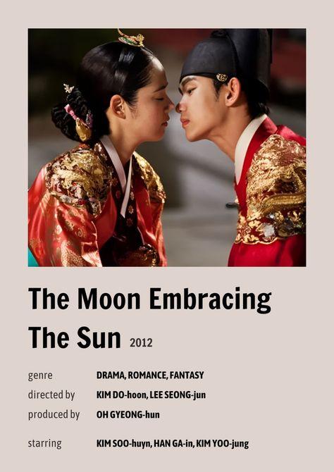 This  contain the moon embracing the sun poster with a women  and a man that is about kissing each other in traditional chinese dress