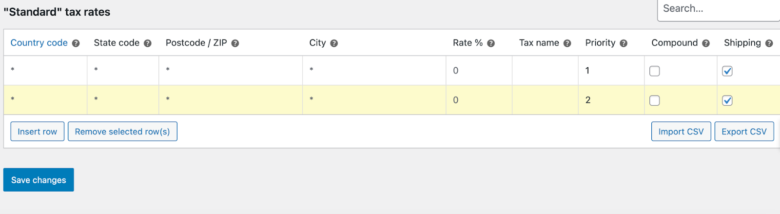 priority insert in tax rates