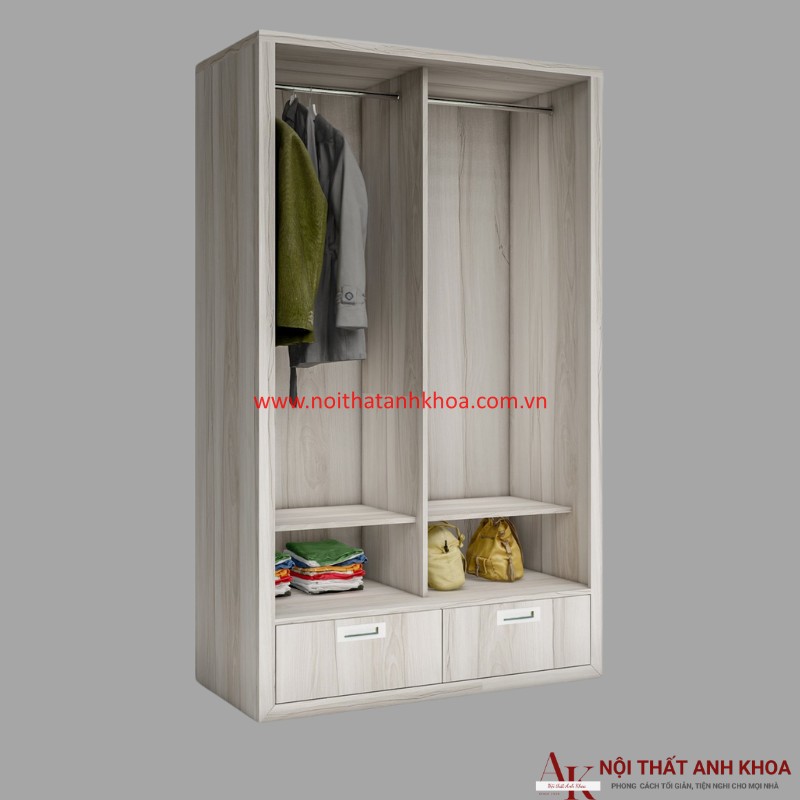 Tủ Quần Áo MDF Cửa Lùa Màu Kem Đẹp Tiện Lợi