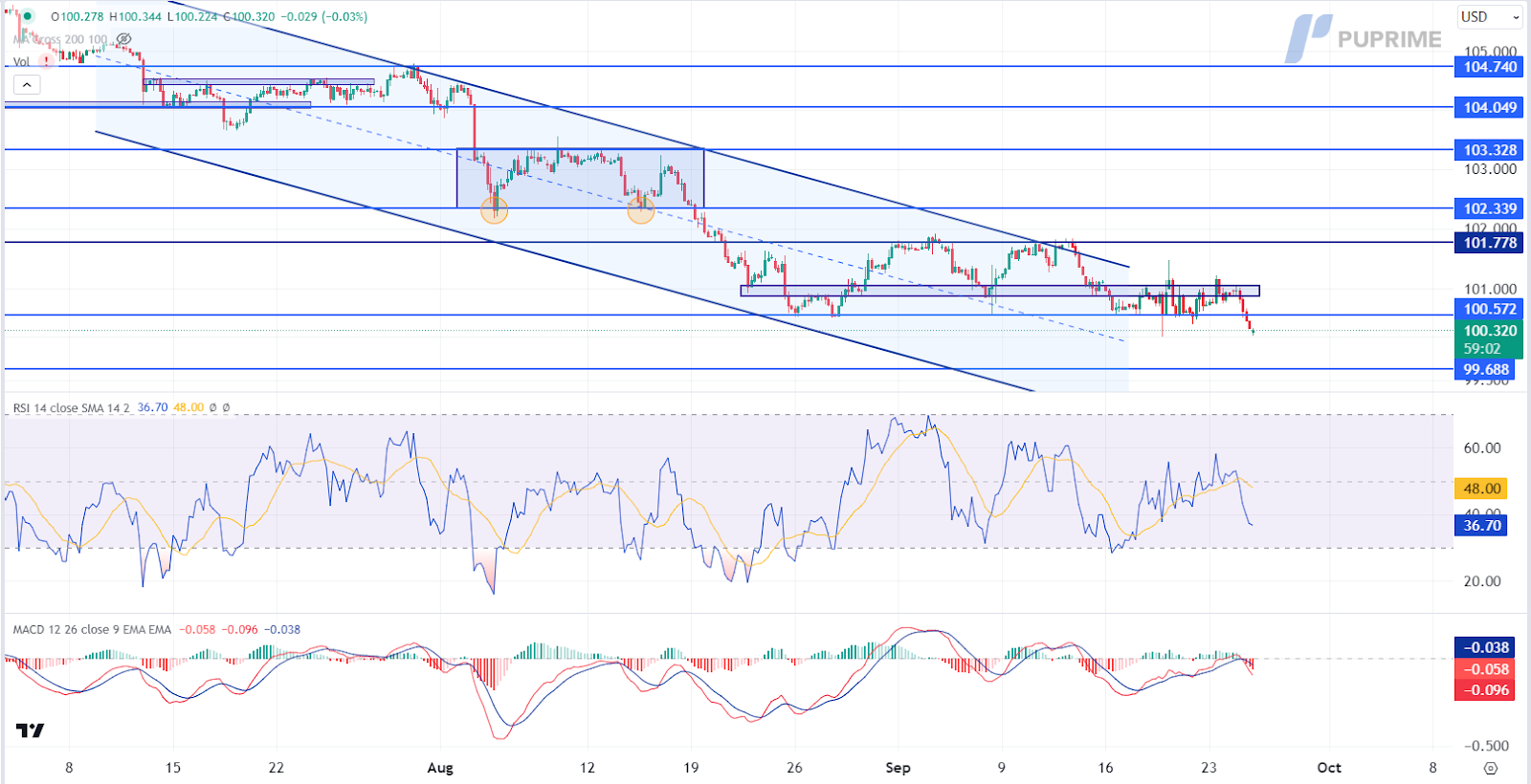 dollar index price chart 25 September 2024