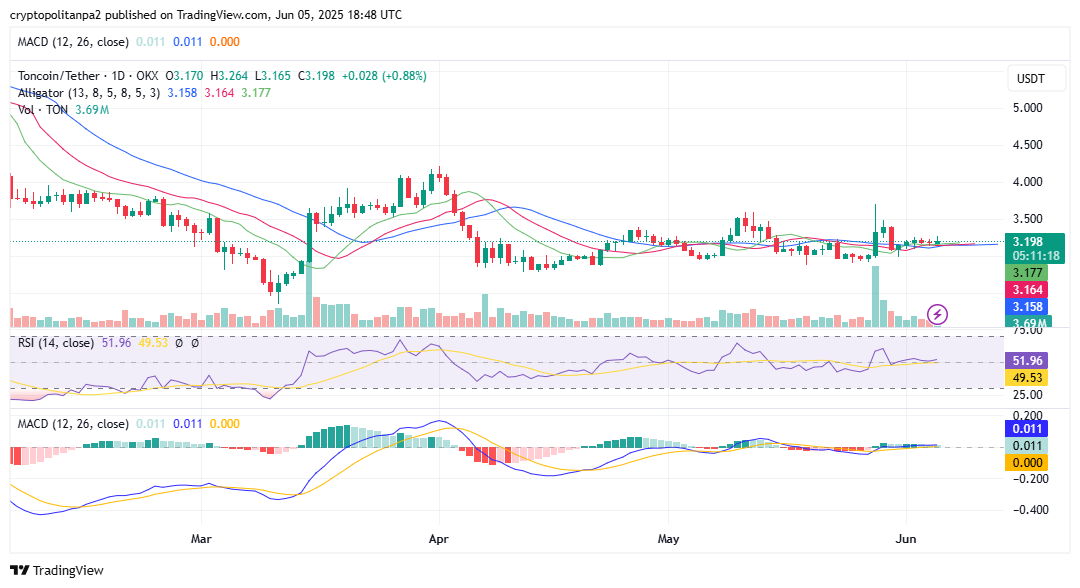 吨/美元 1 日图表。图片来源：TradingView