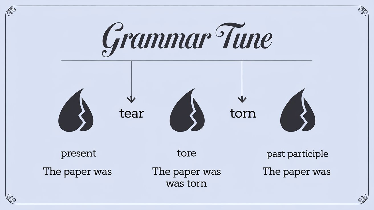 A Simple Table Showing the Present, Past, and Future Tense of the Verb “Tear”