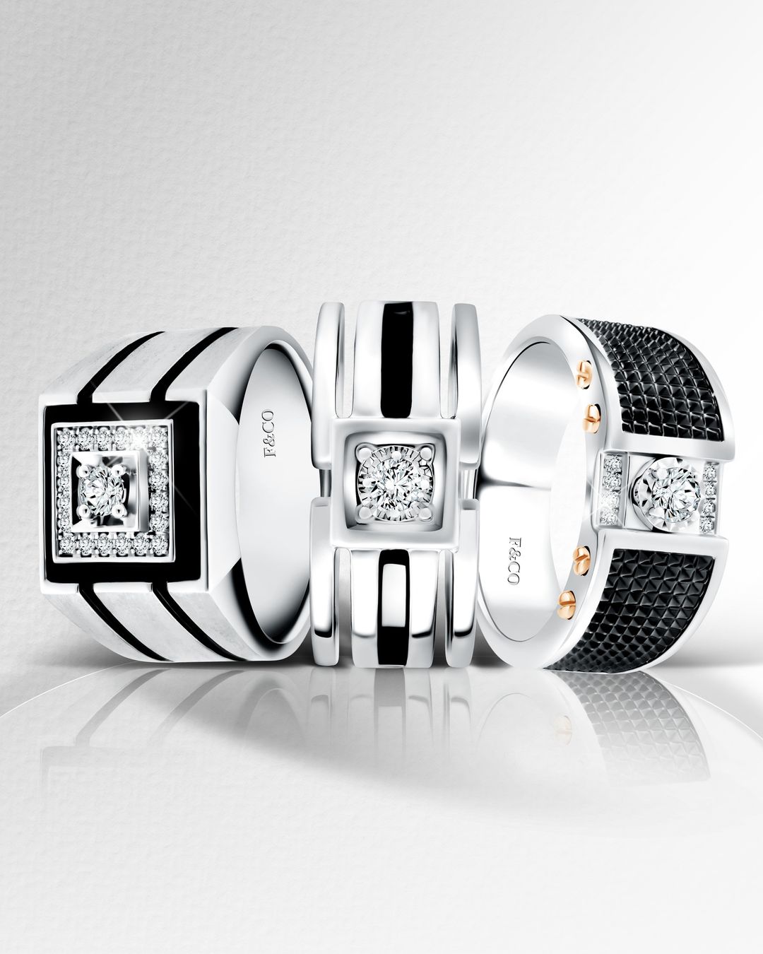 Frank & co. Men’s Jewellery, Men’s Rings with Black Rhodium