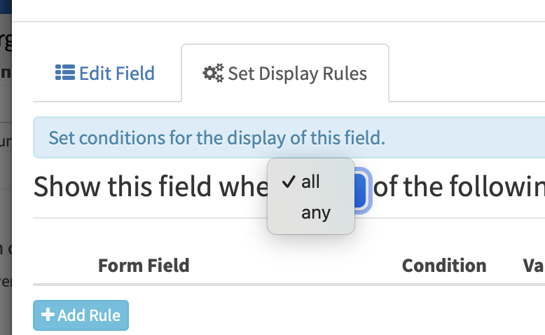 display rules in LGL Forms