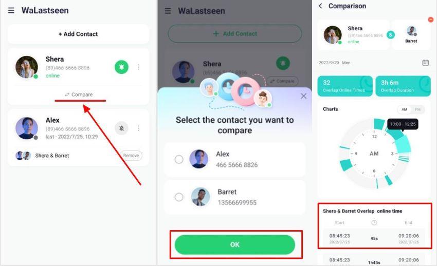 compare and monitor contacts.