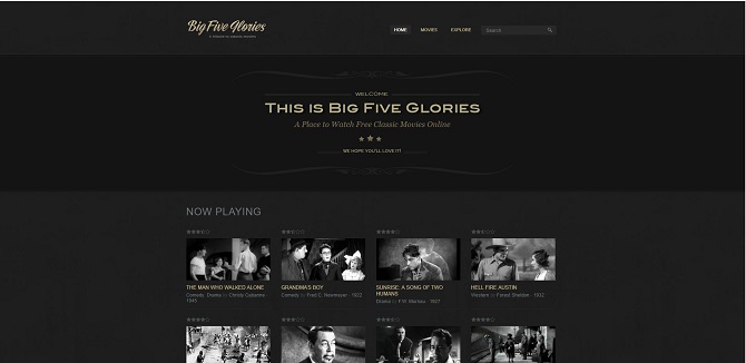 Big Five Glories streaming de films en noir et blanc gratuit