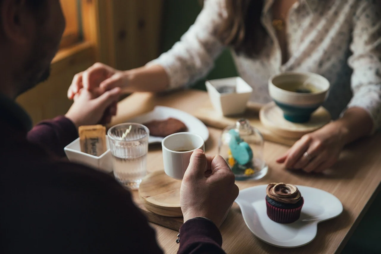 Drinking coffee