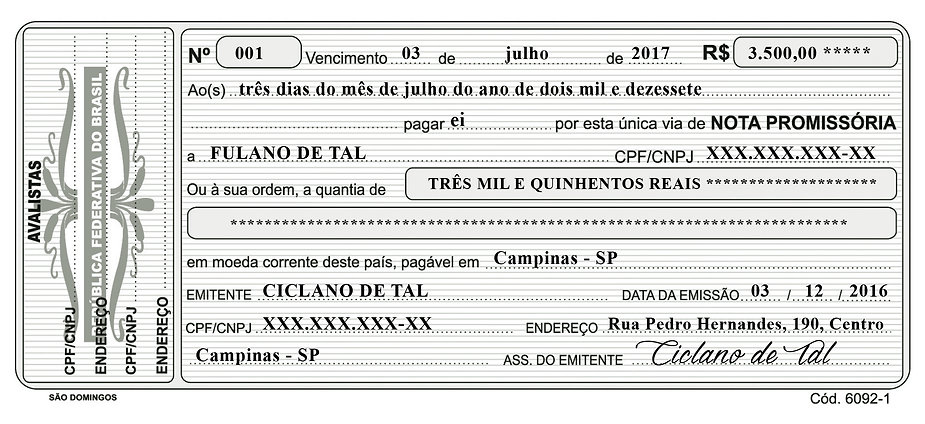 Exemplo De Nota Promissória