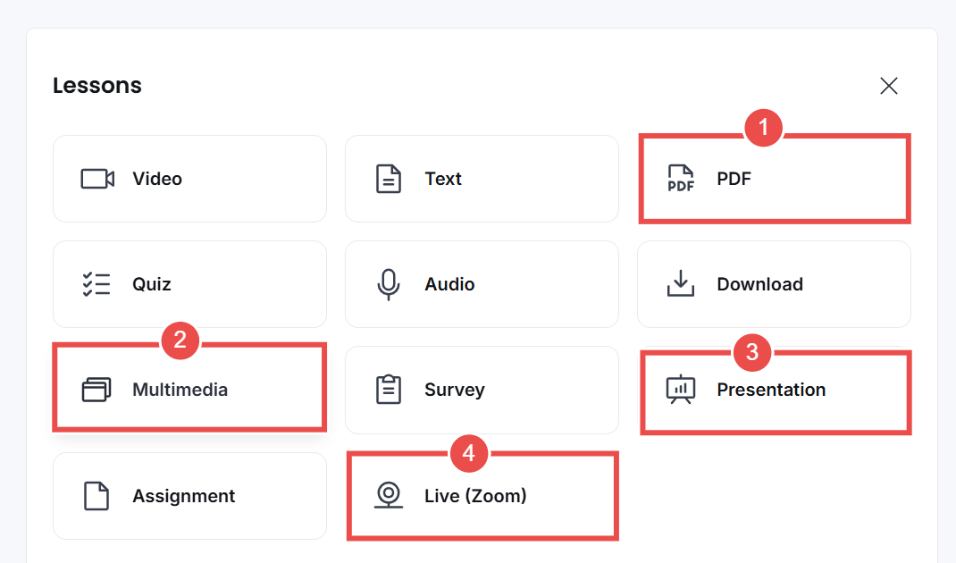 Thinkific 4 lesson types you can build