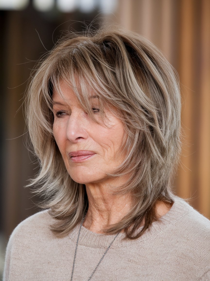 11.Shoulder-Length Shaggy Cut with Layers