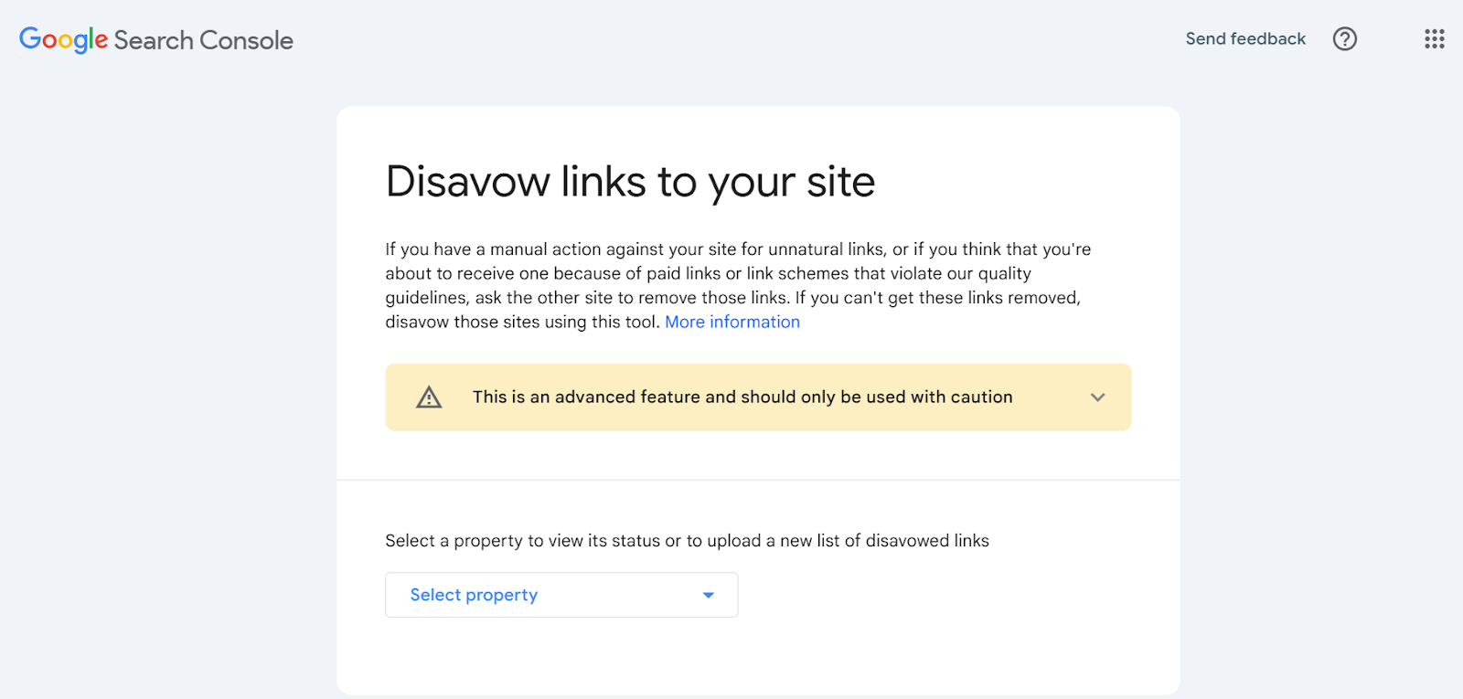 google disavow tool screenshot