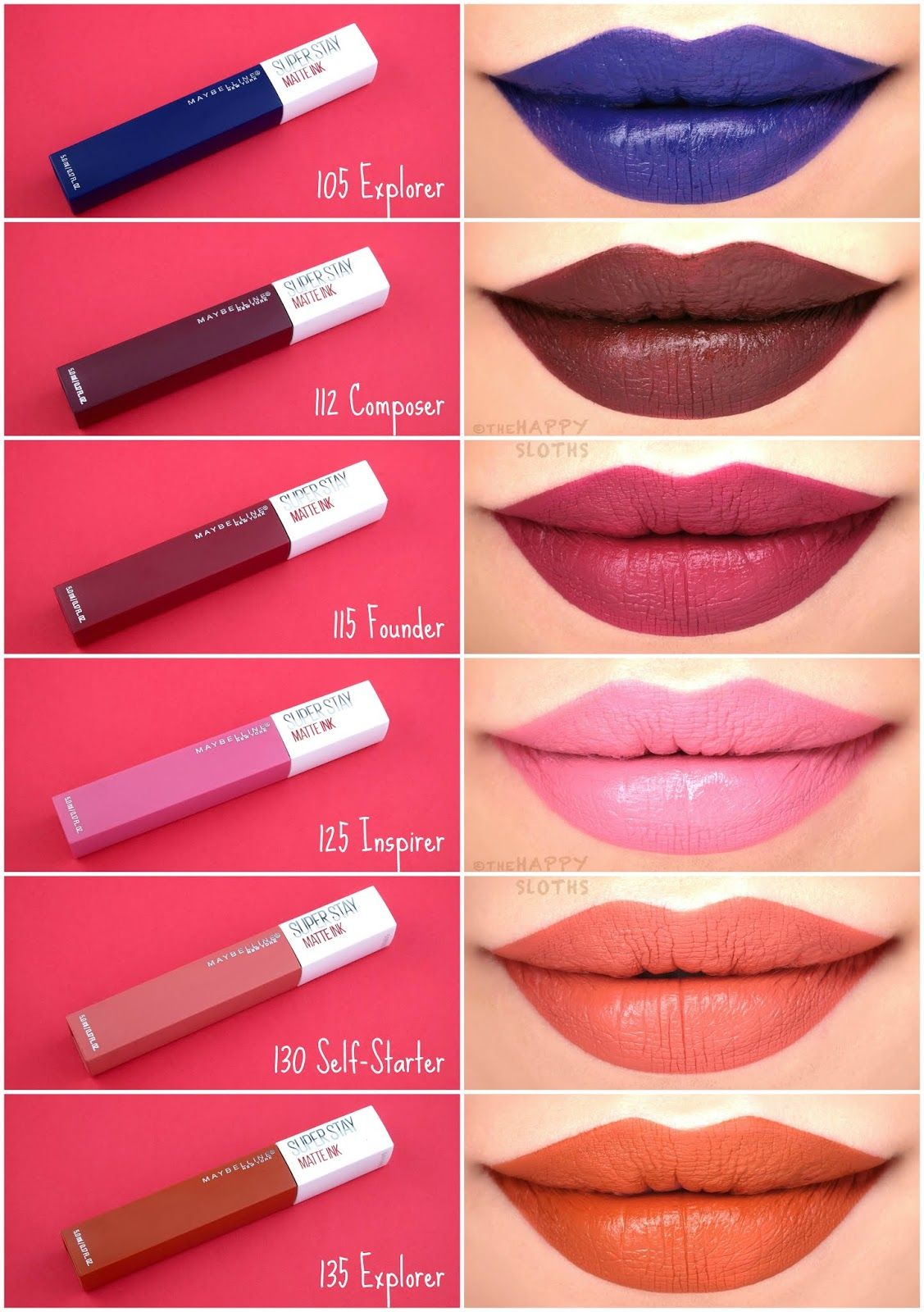 Maybelline Super Stay Matte Ink lipsticks with bold pigment and lip swatches – one of the best drugstore lipstick brands in UAE and globally.