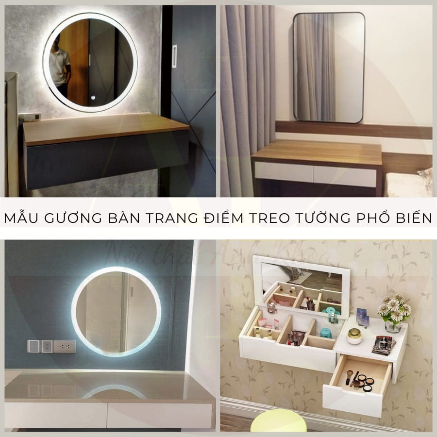 Mẫu gương bàn trang điểm treo tường phổ biến