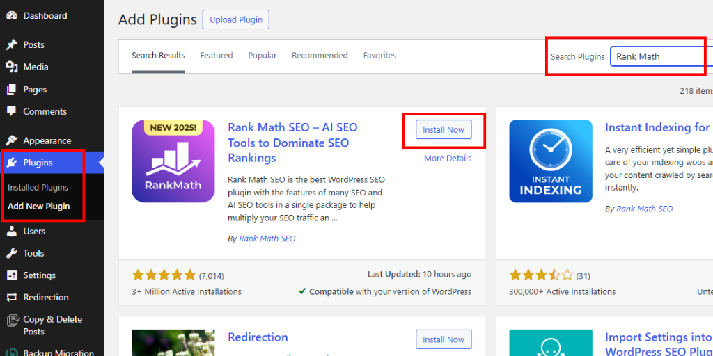 Install and Activate Rank Math SEO
