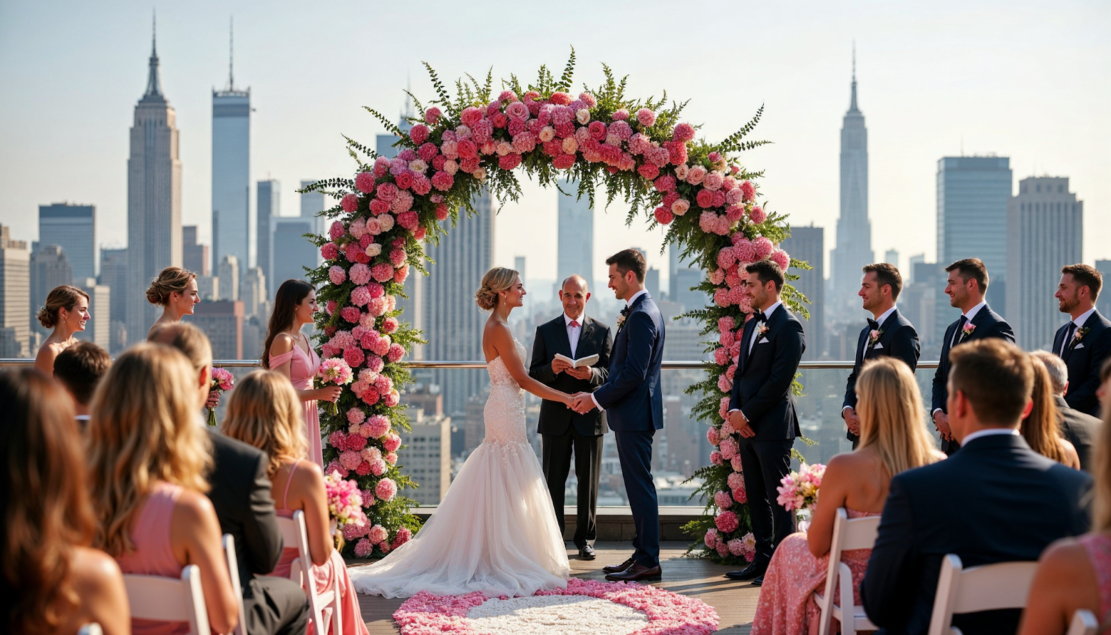 Floral Arches and Canopies and couple getting married 