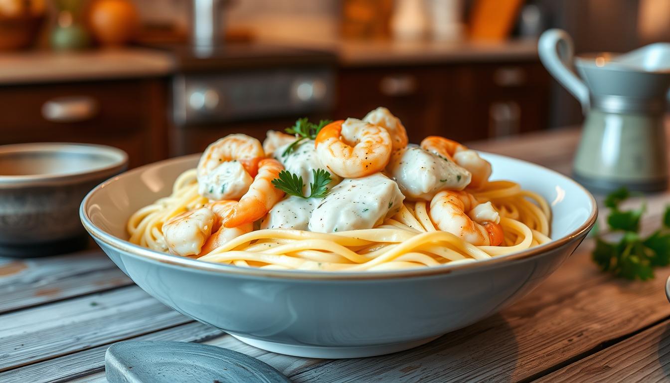 shrimp chicken alfredo