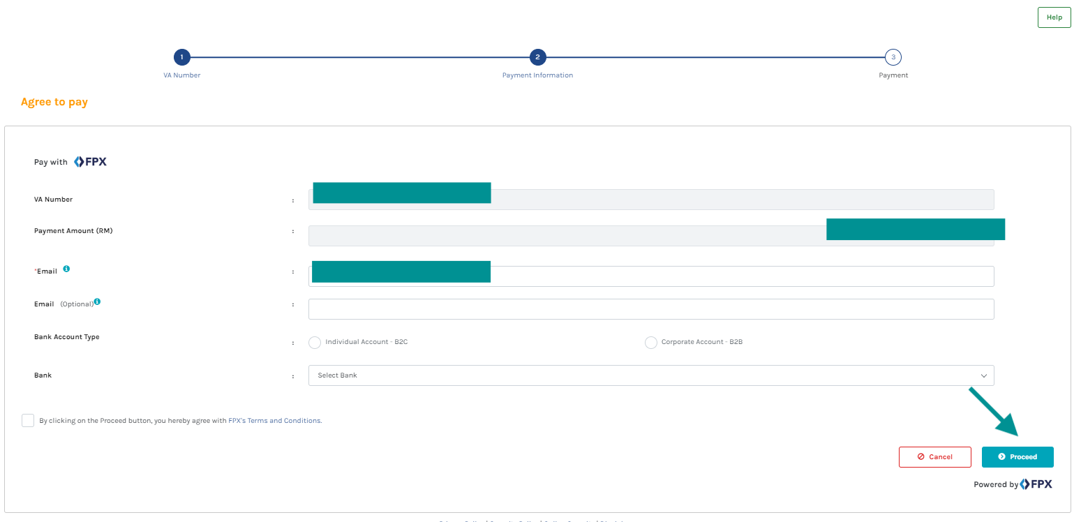 Screencap of payment page with option to 'Proceed'