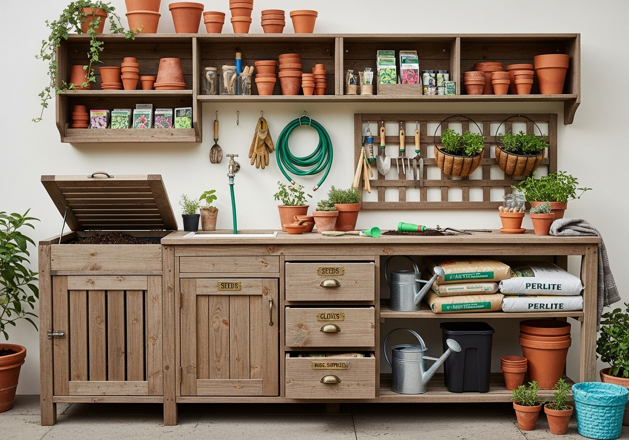 Storage Solutions for Potting Benches Storage Solutions for Potting Benches