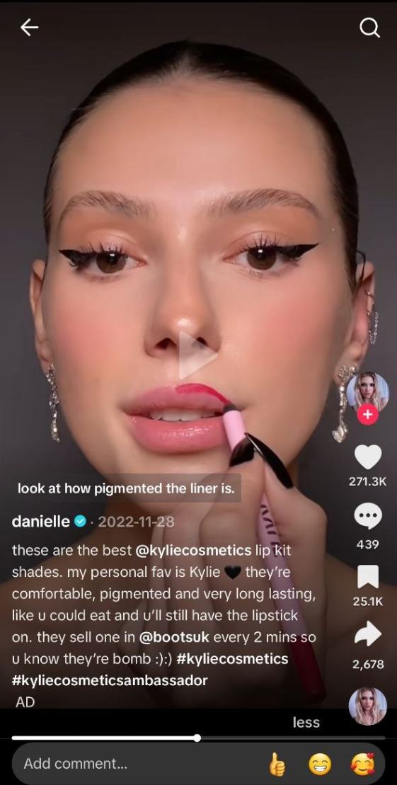 TikTok Shopping kylie cosmetics