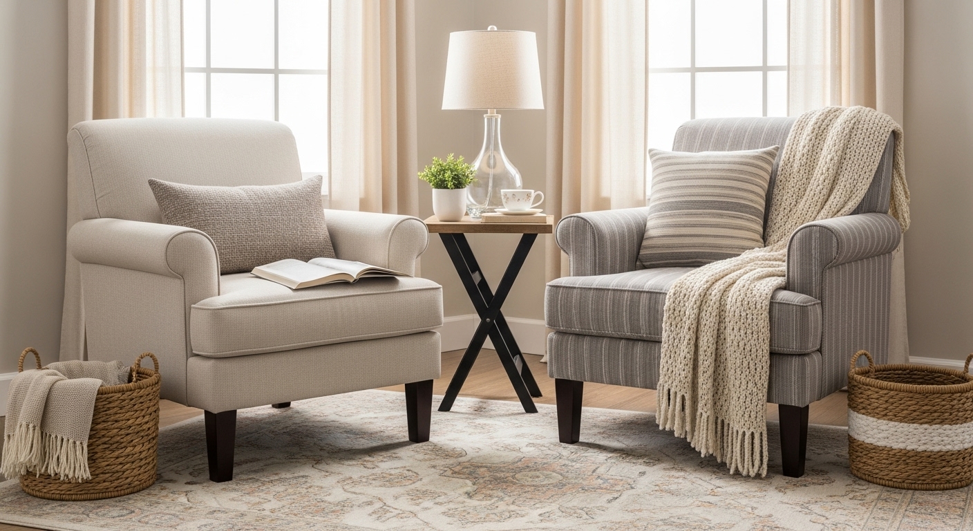 Sofa chairs placed in a cozy living room