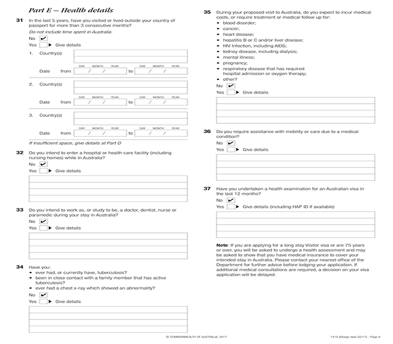 Đơn xin Visa Úc chuẩn Form 1149