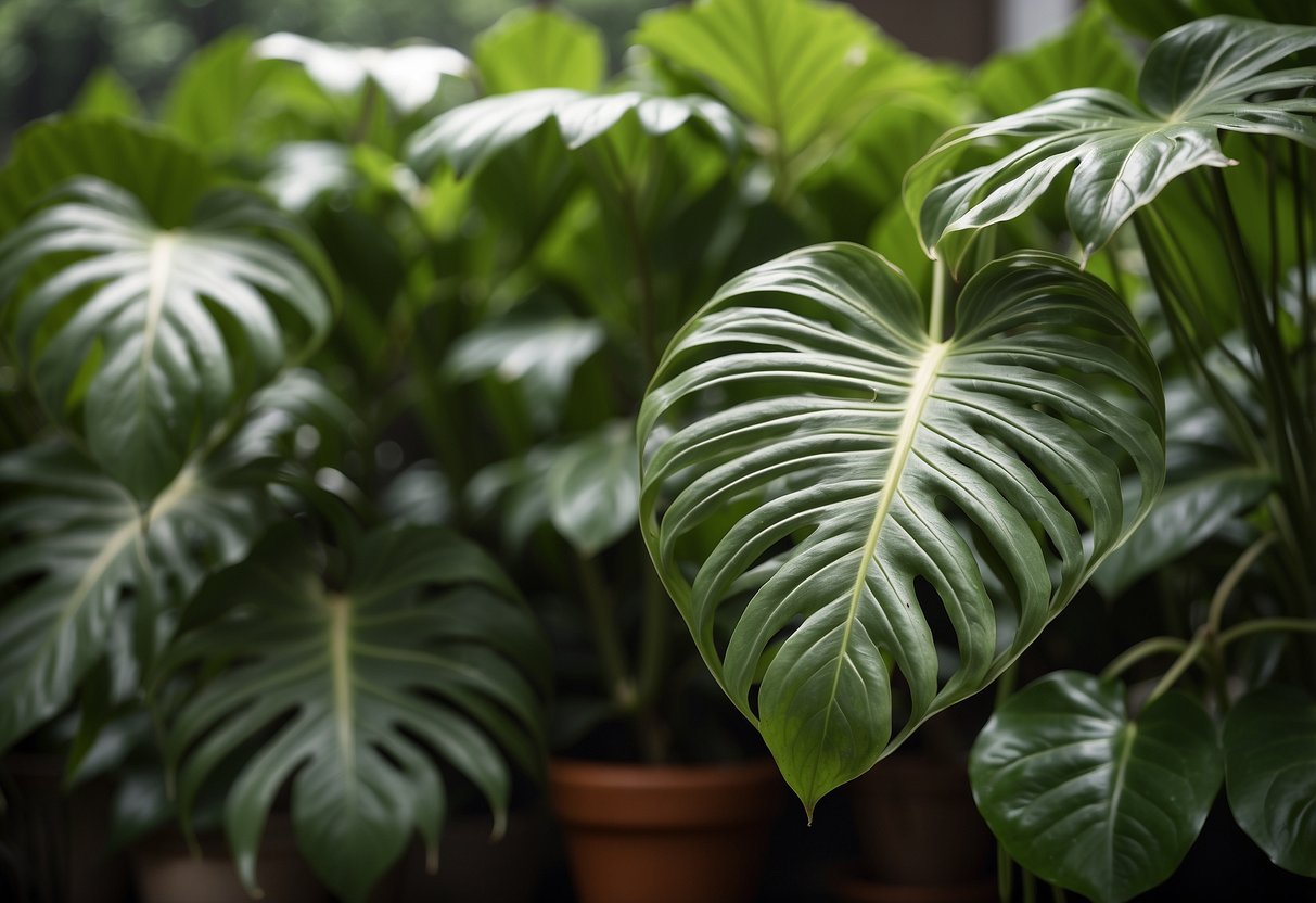 A side-by-side comparison of Philodendron Pastazanum and Plowmanii, showcasing their unique growth habits and care requirements