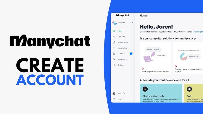 Create a Manychat Account-axiabits