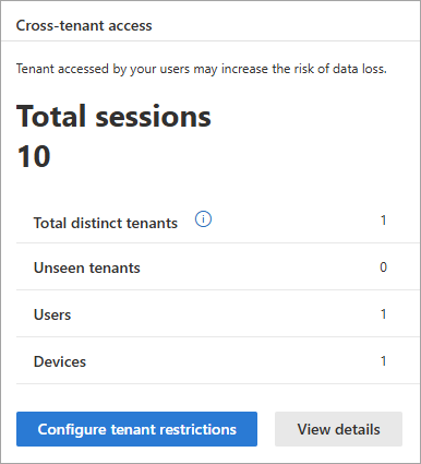 Screenshot of the cross tenant access widget.