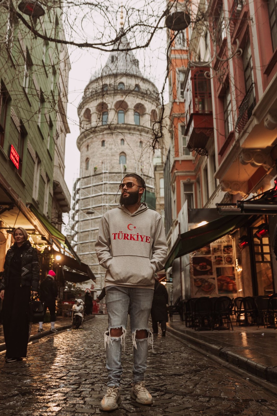 Rainy day vibes at Galata, repping Türkiye in style