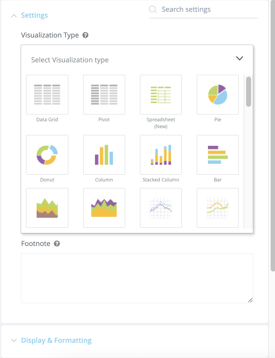 40+ visualization options