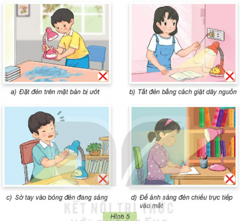 BÀI 2: SỬ DỤNG ĐÈN HỌC1. TÁC DỤNG CỦA ĐÈN HỌCCâu 1: Em hãy quan sát Hình 1 và cho biết bạn nhỏ đang dùng đèn học để làm gì?Giải nhanh: Bạn nhỏ đang dùng đèn học để học/viết bài.Câu 2:  Nếu được chọn một chiếc đèn học có trong Hình 2, em sẽ chọn loại đèn nào? Tại sao?Giải nhanh: - Nếu được chọn một chiếc đèn học em sẽ chọn đèn d vì trông nó rất hiện đại và vững chắc.2. MỘT SỐ BỘ PHẬN CHÍNH CỦA ĐÈN HỌCCâu 1: Em hãy quan sát Hình 3 và gọi tên các bộ phận tương ứng của đèn học theo các thẻ tên dưới đây: Giải nhanh: Các bộ phận của đèn học: Chụp đèn, thân đèn, dây nguồn, bóng đèn, đế đèn, công tắcCâu 2: Những mô tả về tác dụng sau đây tương ứng với bộ phận nào của đèn học?Giải nhanh: Tác dụng từng bộ phận:a. Bật và tắt đèn: công tắc.b. Phát ra ánh sáng: bóng đèn.c. Bảo vệ bóng đèn, tập trung ánh sáng và chống mỏi mắt: chụp đèn.d. Điều chỉnh hướng chiếu sáng của đèn: thân đèn.e. Giữ cho đèn đứng vững: đế đèn.g. Nối đèn với nguồn điện: dây nguồn.Câu 3: Em cùng bạn quan sát và gọi tên những bộ phận chính của một chiếc đèn học.Giải nhanh: 3. SỬ DỤNG ĐÈN HỌC ĐÚNG CÁCH VÀ AN TOÀN