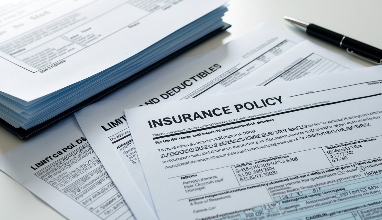 A stack of insurance policy documents with different limits and deductibles