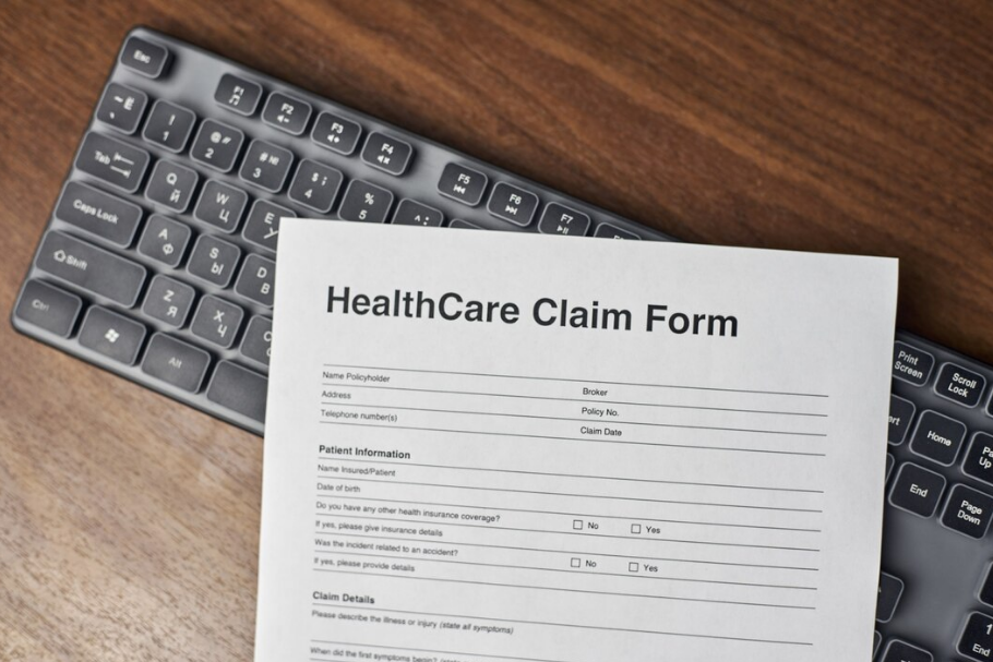 Health care claim form for a fake medical bill