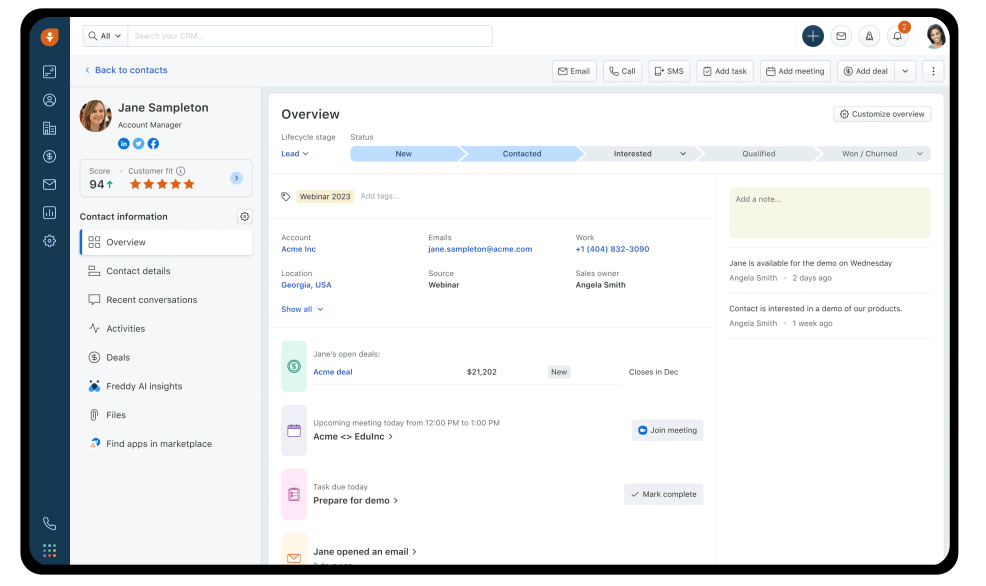 Freshsales: Best for AI-driven sales optimization