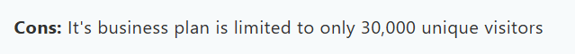 Screenshot of a user review for Instapage talking about the landing page restrictions