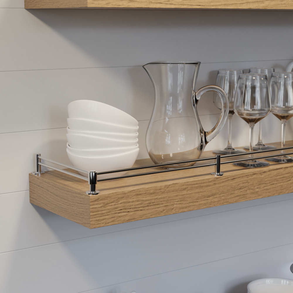 A shelf with glasses and a pitcher on it

Description automatically generated