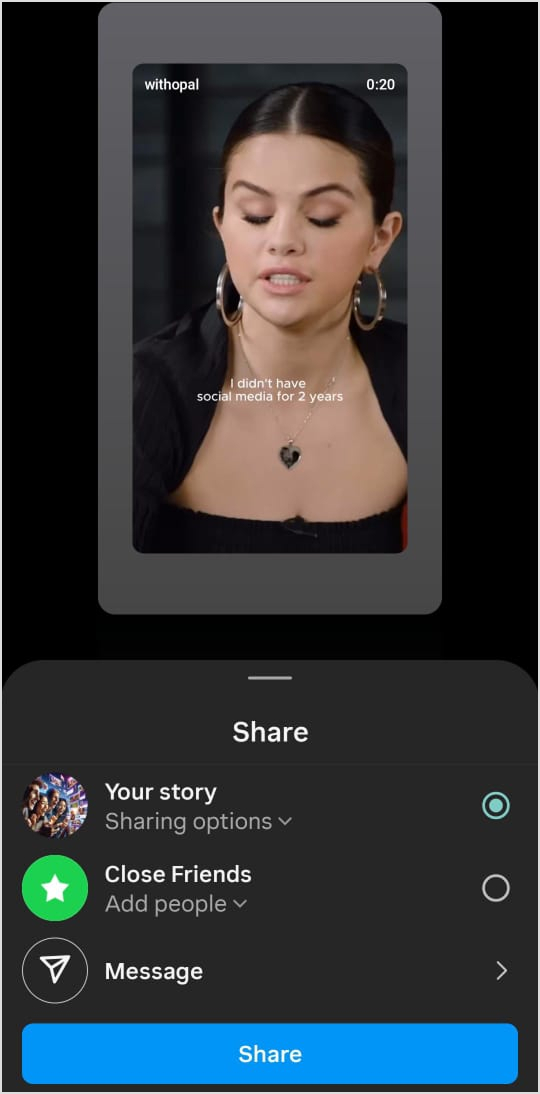 post reel to your story