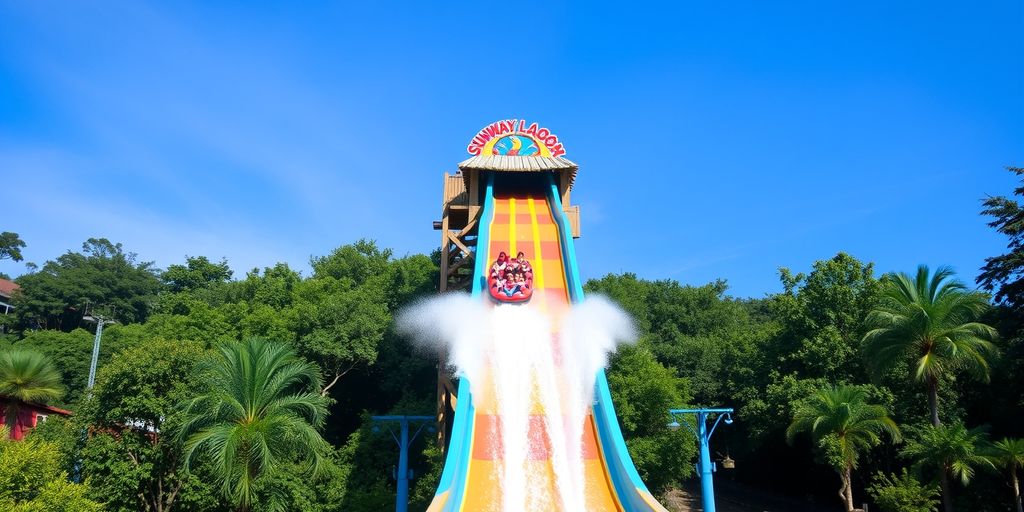 People on a water slide at Sunway Lagoon