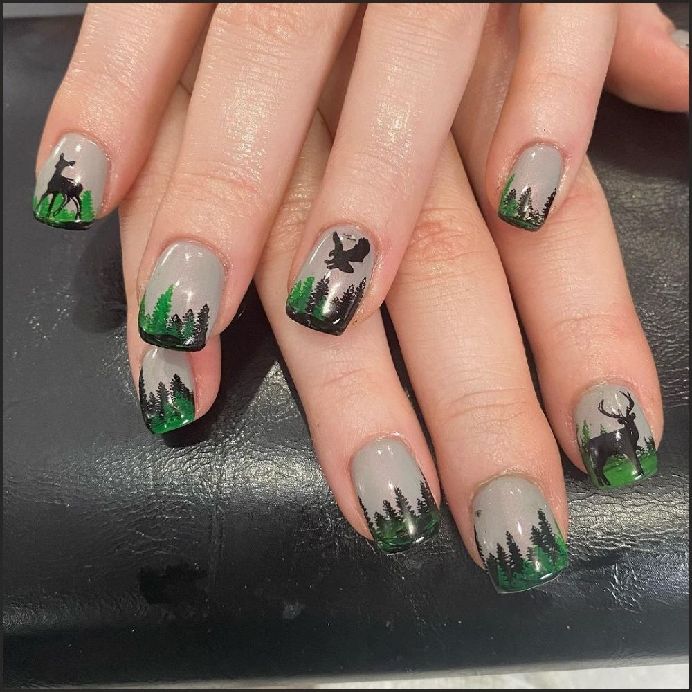 Close up of nails with spooky nails having Hunting Nails