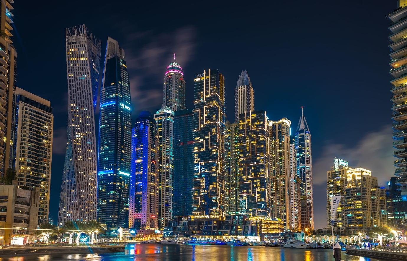 night view dubai city