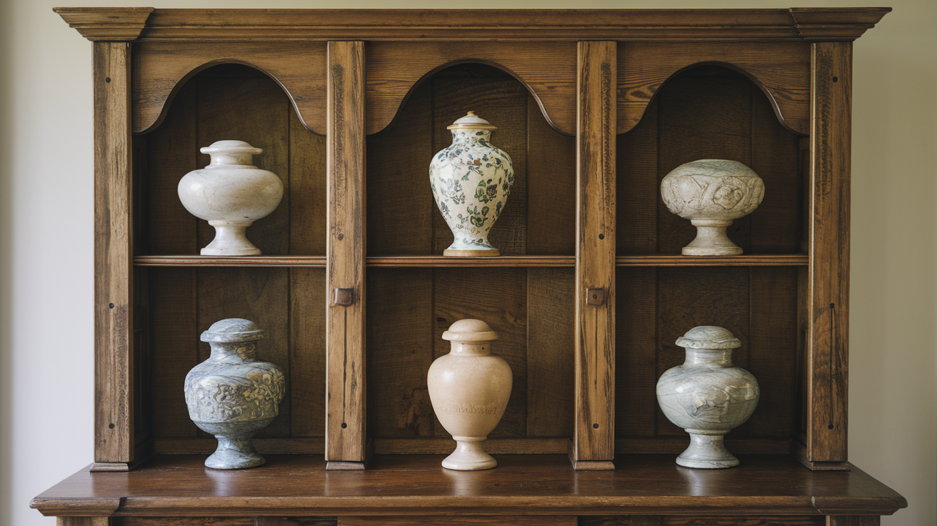 creative wooden hutch cabinet for urn display​