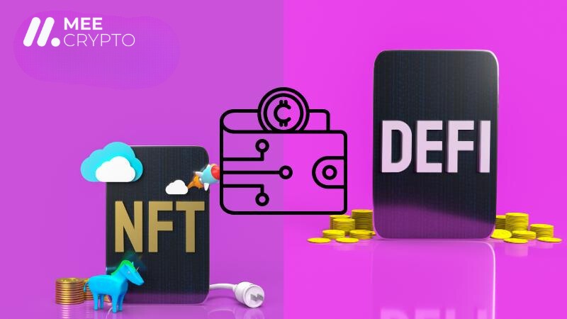 Ví crypto tích hợp ứng dụng tài chính phi tập trung (DeFi) và token NFT